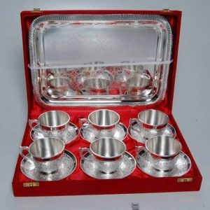 Sliver coated Tea Cup Set with Spoon (6 no's)