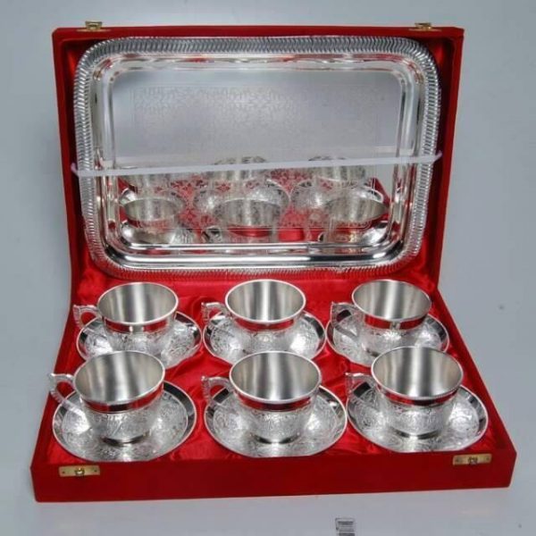 Sliver coated Tea Cup Set with Spoon (6 no’s)