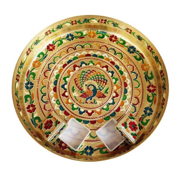 Brass Meenakari Designed Plate