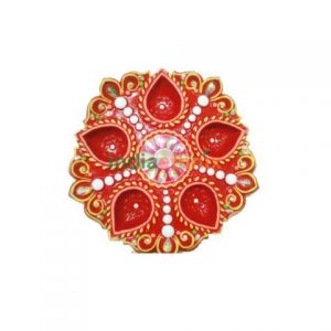 Decorative Diwali Diya-Red