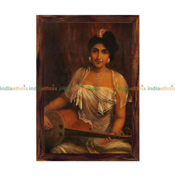 Raja Ravi Varma Painting – Lady Playing Veena