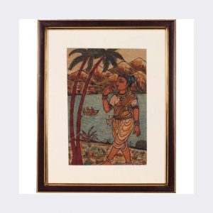 Kalamkari Painting of Lady with Frame