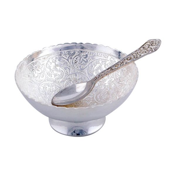 German Silver Bowl, Spoon and Tray Gift set