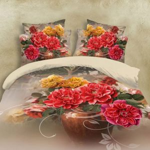 Designer Cotton Floral Bed Sheet(Cream)