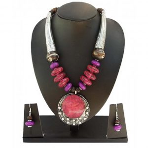 Banjara necklace Dark Pink and Purple