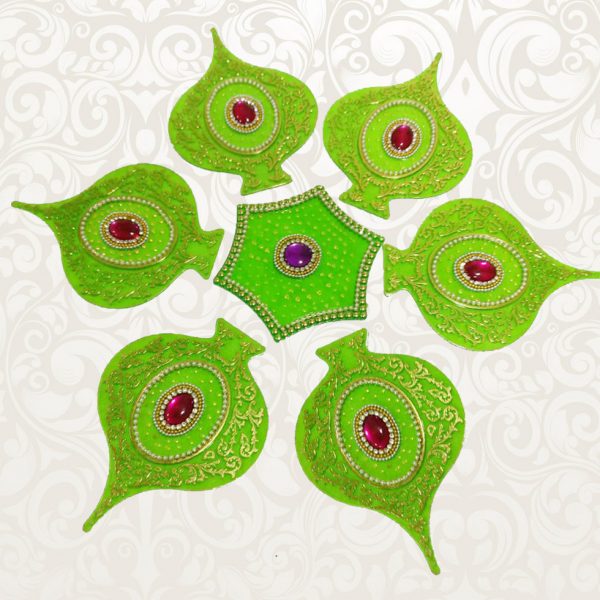 Designer Kundan Rangoli-Green