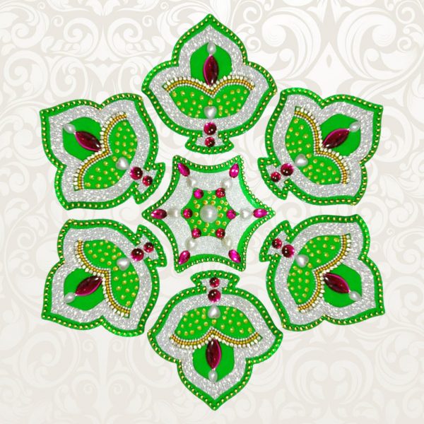 Designer Kundan Rangoli-Green