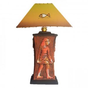 Hand Painted Terracotta Lamp Egyptian King