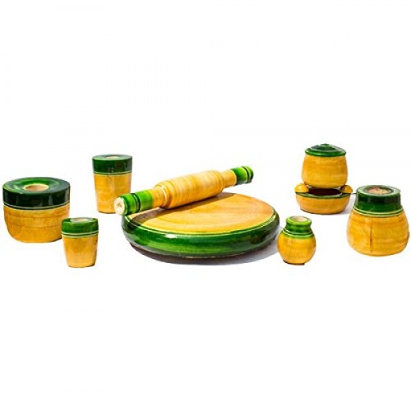 Eco Friendly Green Wooden Toy Kitchen Set