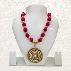 Handmade Royal Silk Thread Necklace Pink