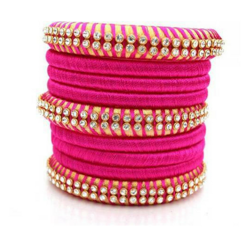 Silk Thread Bangles-Pink