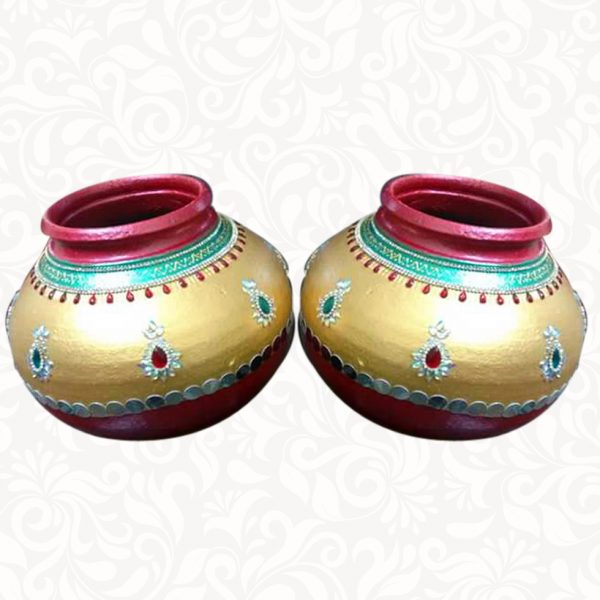 Wedding Pots-Garigamunthalu With Out Lid Golden-Maroon