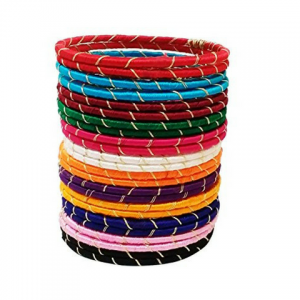 Silk Thread Plain Bangles Multi Color
