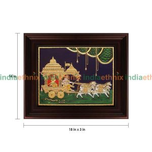 Tanjore Painting Chariot Krishna with Arjuna