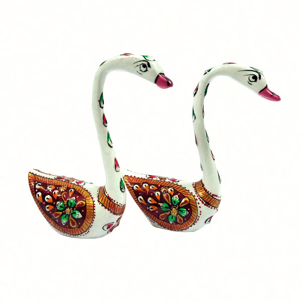 Meenakari White Swan Pair 10set