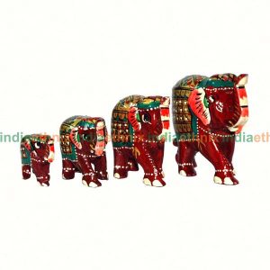 Meenakari Royal Red Elephants 4pcs
