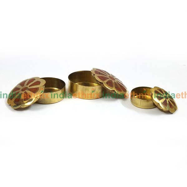 Round Shape Brass Trinket Box