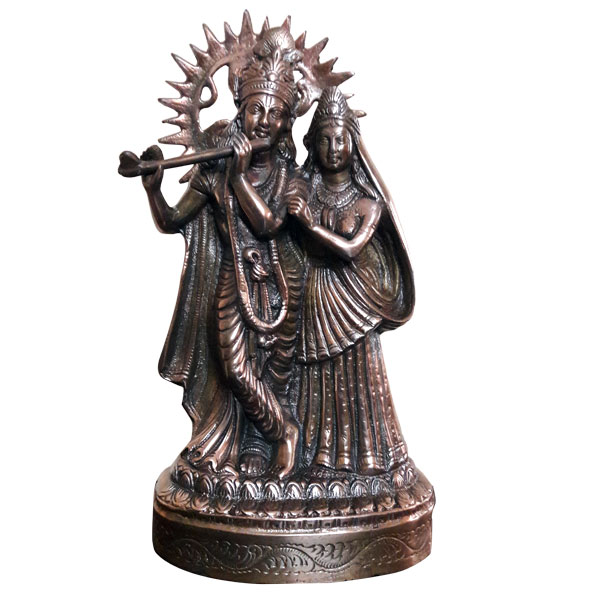 Oxidized Metal Lord Radha Krishna Idol