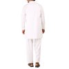 Kanchipuram Cotton Kurtha Pyjama Set White