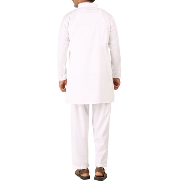 Kanchipuram Cotton Kurtha Pyjama Set White