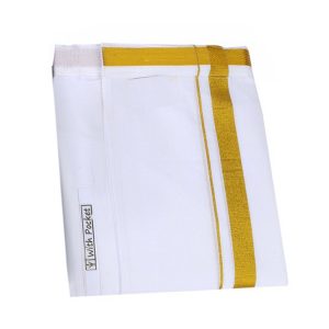 Kanchipuram Velcro Cotton Dhoti Soft Premium white