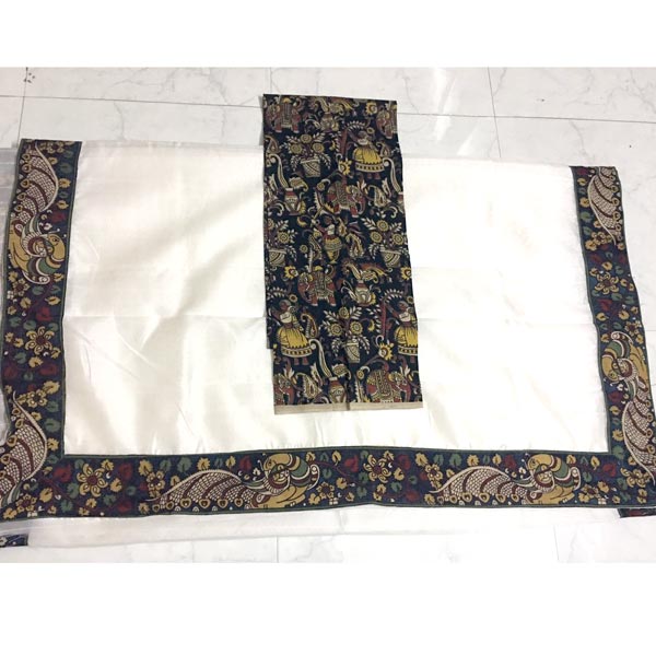 Chanderi Silk Sarees with Kalamkari Patch work