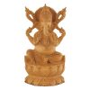 Wooden Ganesha sitting on Lotus