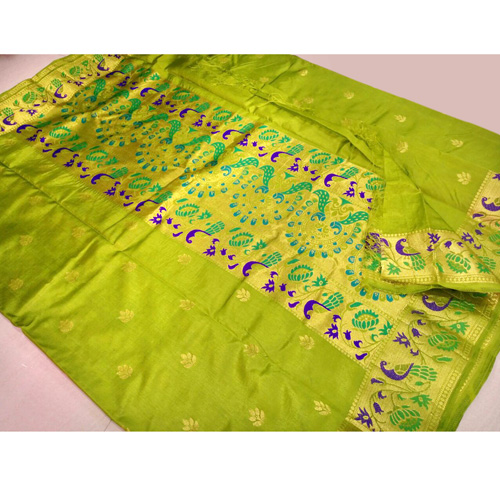 Parrot Green Paithani Silk Saree | Timeless Marathi Elegance - Kuberan –  Kuberan Silks