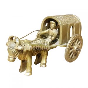 Brass Bull Cart Sculpture Showpiece