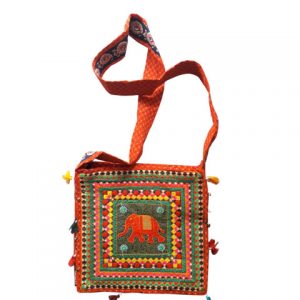 Handmade Embroidered Sling Bag (Coral)