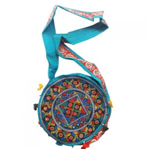Handmade Embroidered Sling Bag (Turquoise Blue)