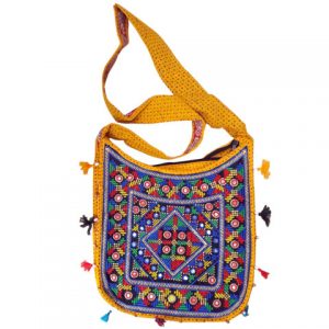Handmade Embroidered Sling Bag (Yellow)