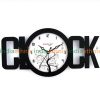Black White Wooden Clock Text Wall Clock