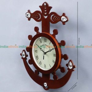 Brown Wooden Anchor Wall Clock