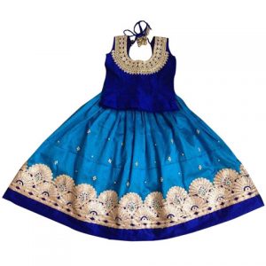 Royal Blue Velvet Dress With Maharani Work Lehenga