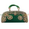 Designer Green Embroidered Womans Clutch