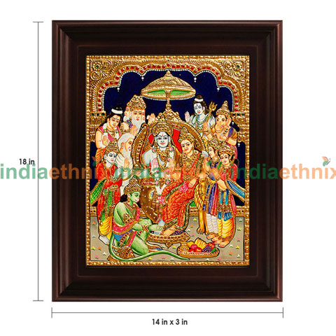 Gold Plated Ram Pattabishekam Framed Tanjore Painting