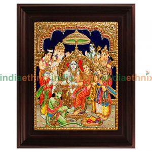 Gold Plated Ram Pattabishekam Framed Tanjore Painting