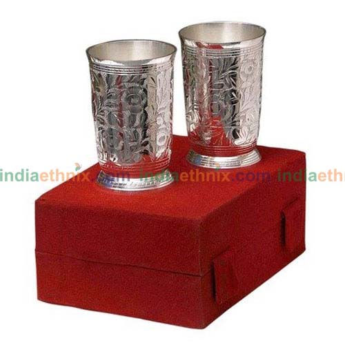 Silver Plated Brass Water Soft Drink Glasses