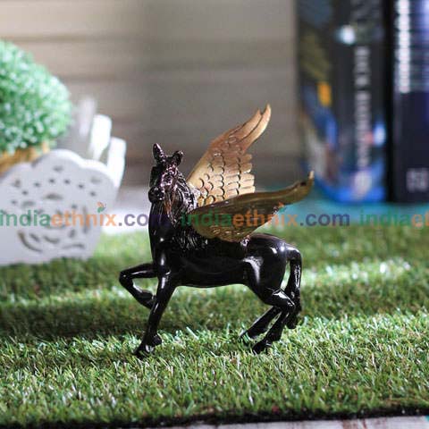 Black Brass Flying Angel Horse