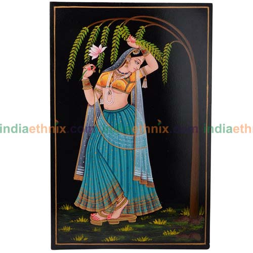 Handmade Nirmal Painting –  Lady with Flower