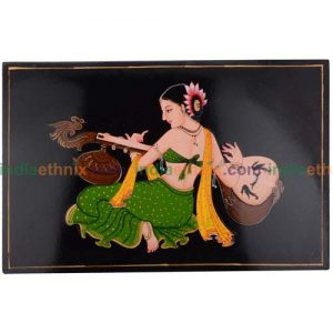 Nirmal Hardwood Lady with Veena Painting (27.94 x 1.27 x 43.18 cm) 1600- 700gms