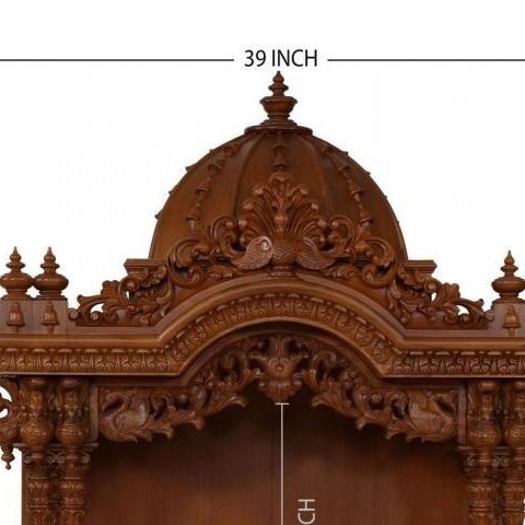 Intricate Carved Ghana Teak Wood Puja Mandir 4.0 ft