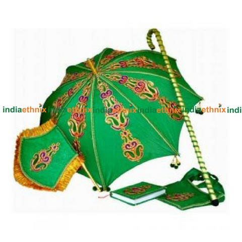Marriage Kasi Yatra Decorated Umbrella – Dark Green