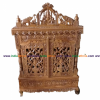 Teak Wood Full Carved Puja Mandir with doors 2.5 ft