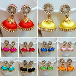 Silk Thread Jhumki Earrings