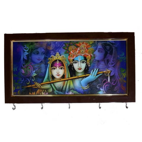 Hand Painted Radha Krishna key Holder