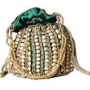 Ethnic & Fashionable Handmade Beaded Potli Bag (green)