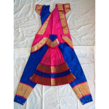 Bharatanatyam Dance Costume Pink & Blue