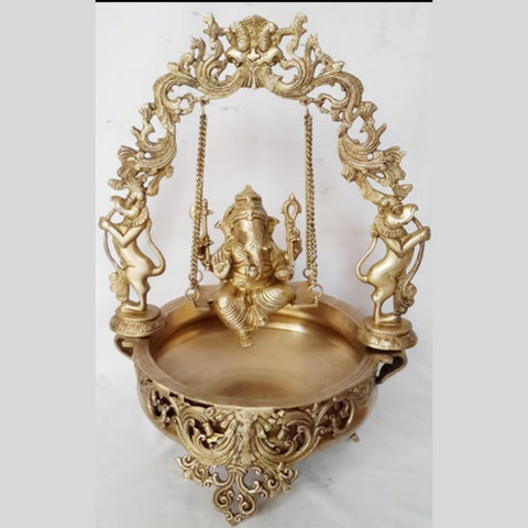 Lord Ganesha Swing Urli – Brass Statue